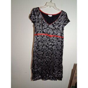 VTG Amorose Silk Dress Y2K Floral Asian Business Casual Black Women's Size 10